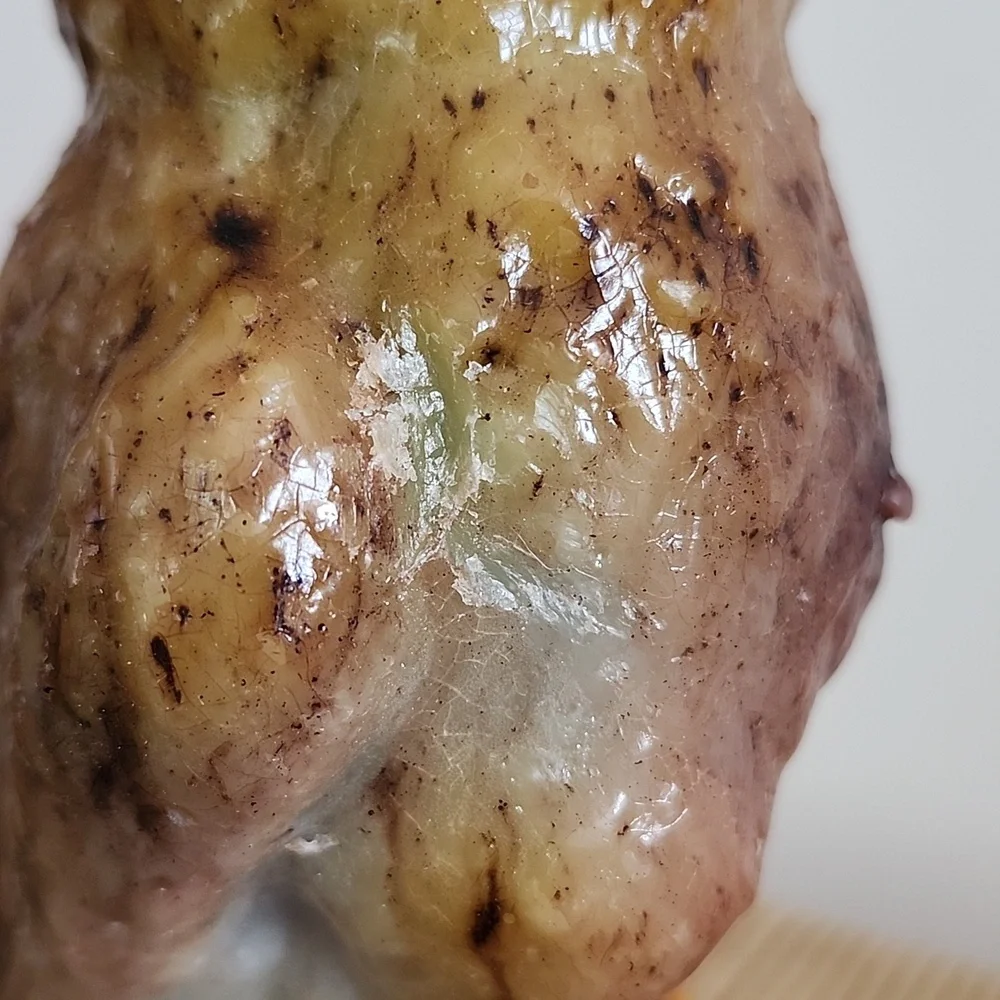 Owl Shaped Candle - Brown and Cream Green Eyes 1970s